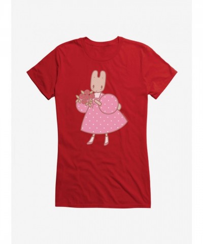 Marron Cream Red Roses Junior Girls T-Shirt