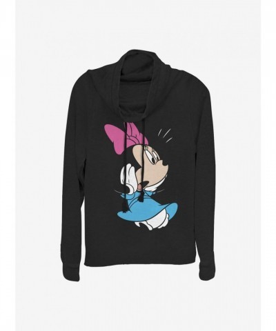 Disney Minnie Mouse Black Cowl Neck Long Sleeve Top for Girls