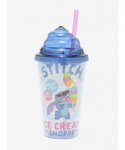 Disney Lilo & Stitch Pastel Stripes Travel Cup with Ice Cream Shop Ad