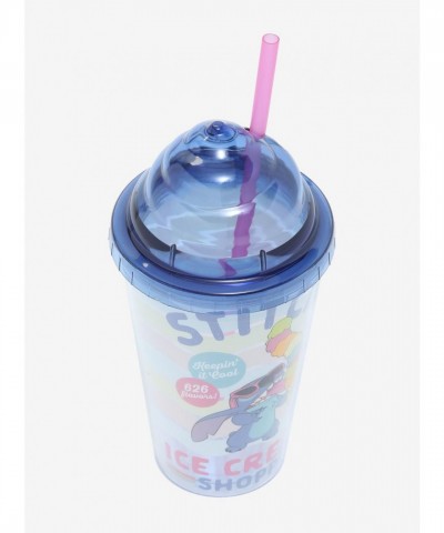 Disney Lilo & Stitch Pastel Stripes Travel Cup with Ice Cream Shop Ad