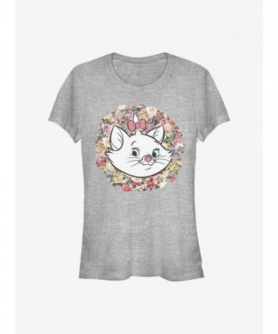 Diseny's Classic Marie from The Aristocats in Grey Floral Tee for Girls