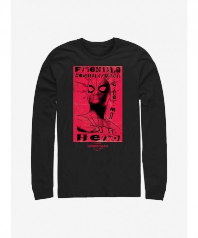 Marvel Black Long-Sleeve Spider-Man Hero T-Shirt for Men