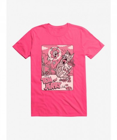 Tom and Jerry Themed Flower Picking Men's T-Shirt
