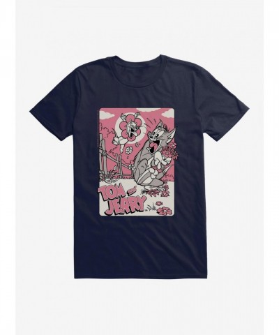 Tom and Jerry Themed Flower Picking Men's T-Shirt