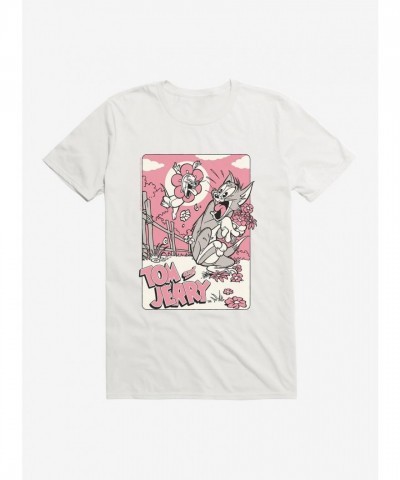 Tom and Jerry Themed Flower Picking Men's T-Shirt