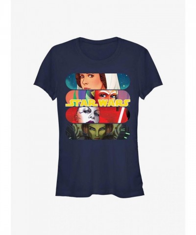 Star Wars Bubble Stack Lightweight Cotton Girl's T-Shirt - Blue