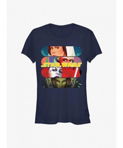 Star Wars Bubble Stack Lightweight Cotton Girl's T-Shirt - Blue