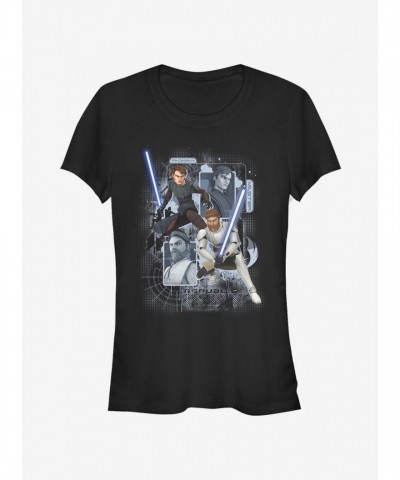 Star Wars Clone Wars Anakin & Obi-Wan Tee - Fitted Black Girls T-Shirt