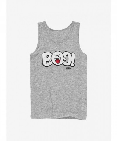 Super Mario Boo! Grey Cotton Tank for Men