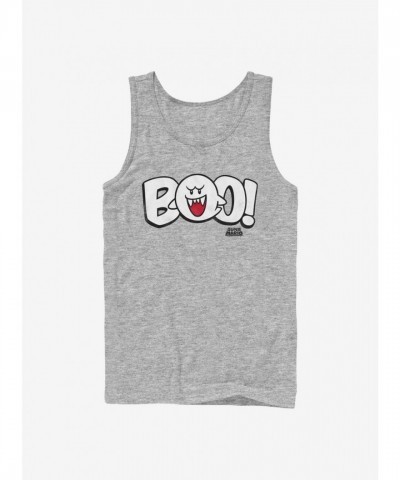 Super Mario Boo! Grey Cotton Tank for Men