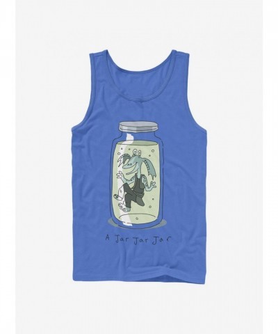 Star Wars Jar Jar Binks Cotton Tank Top - Blue Men's Size