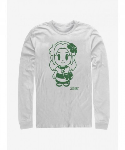 Nintendo Link's Awakening Marin Avatar Long Sleeve T-Shirt - Men's White Cotton