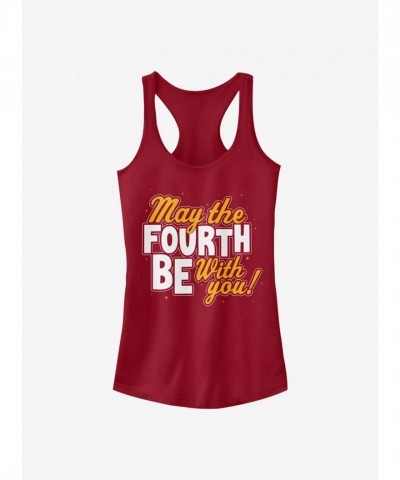 Red Girls Star Wars May the Fourth Be with You Tank Top