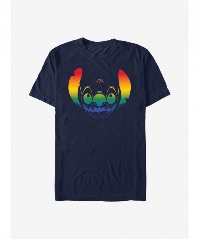 Disney Rainbow Pride T-Shirt with Stitch Face - Blue for Men