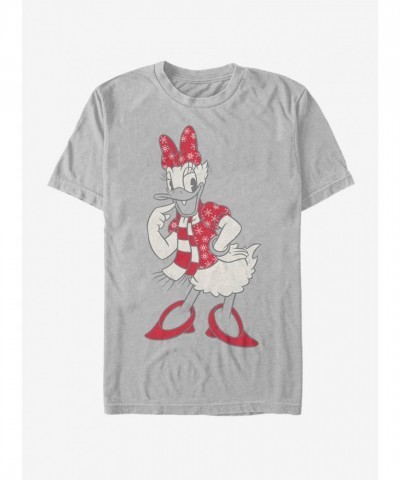 Disney SILVER Daisy Duck Holiday Snowflaked T-Shirt for Men