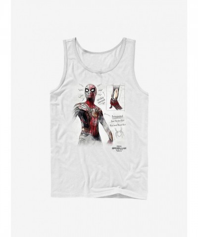 Marvel White Sketch Spider-Man Men's Cotton Tank Top