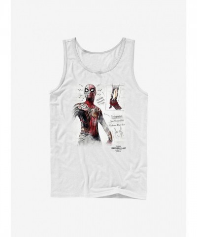 Marvel White Sketch Spider-Man Men's Cotton Tank Top