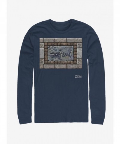 Nintendo Link's Awakening Whale Tablet T-Shirt - Blue Men's Long Sleeve