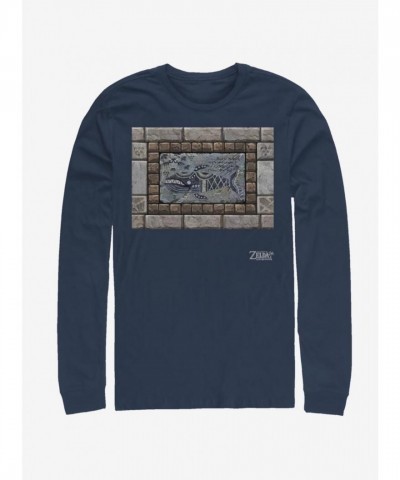 Nintendo Link's Awakening Whale Tablet T-Shirt - Blue Men's Long Sleeve