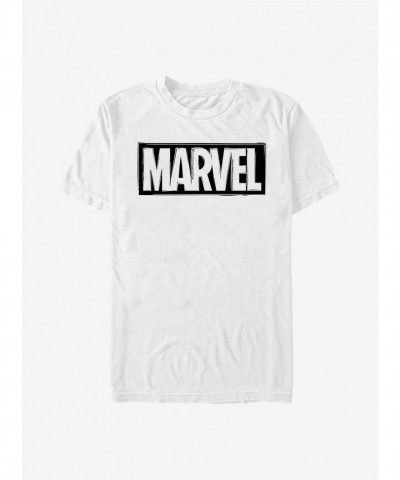 Marvel Logo Tee in White - Lightweight Men's Cotton