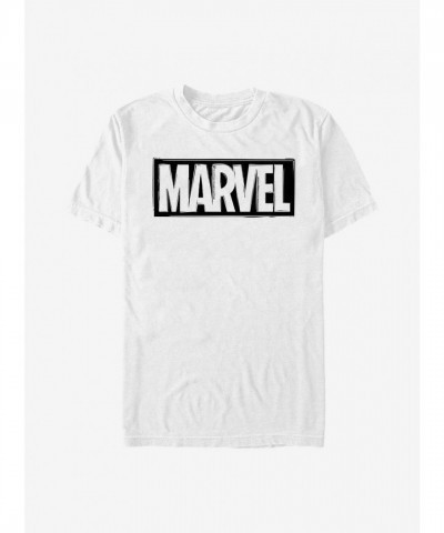 Marvel Logo Tee in White - Lightweight Men's Cotton