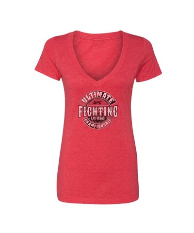 Women's Official UFC Las Vegas V-Neck T-Shirt - Red