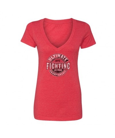 Women's Official UFC Las Vegas V-Neck T-Shirt - Red