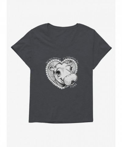 Fiona The Hippo Valentine's Day Heart Design Plus Size Tee for Girls
