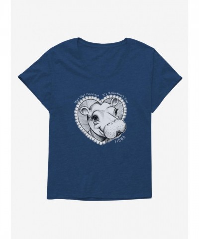 Fiona The Hippo Valentine's Day Heart Design Plus Size Tee for Girls