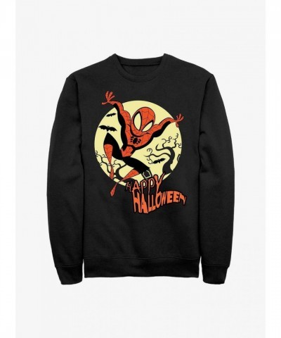 Marvel Halloween Spider-Man Moon Lightweight Sweatshirt - Men's Black