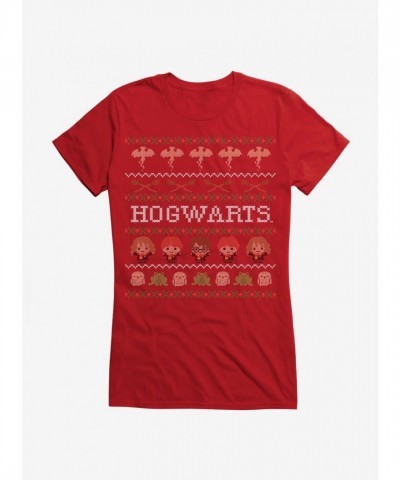 Harry Potter Hogwarts Christmas Design Junior Girls T-Shirt