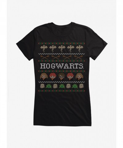 Harry Potter Hogwarts Christmas Design Junior Girls T-Shirt