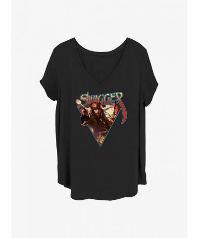 Disney Girls Plus Size Pirates of the Caribbean Jack Sparrow T-Shirt - Black