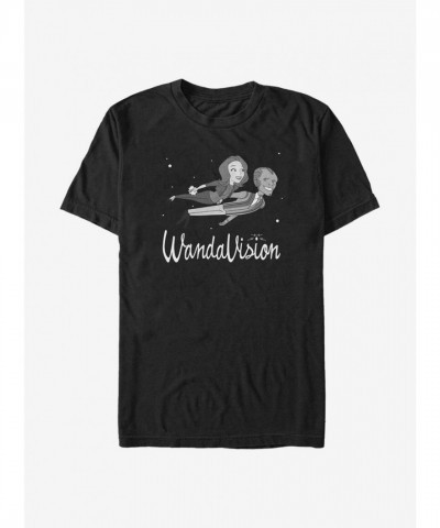 Marvel WandaVision Unusual Couple Flying Stars T-Shirt - Men's Black