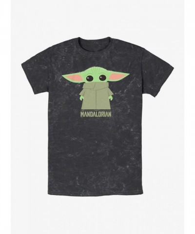 The Mandalorian Mineral Wash T-Shirt with Grogu - Unisex Black