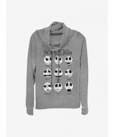Disney Jack Skellington Emotions Grey Cowl Neck Top for Girls