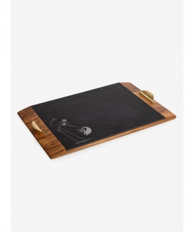Covina Acacia Wood And Slate Serving Tray With Jack And Zero Design