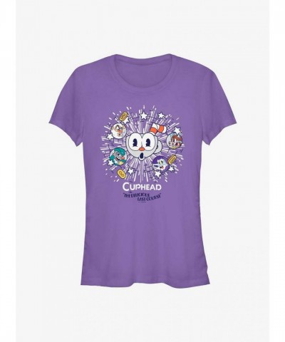 Cuphead Girls T-Shirt - The Delicious Last Course Explosion - Purple Junior Size