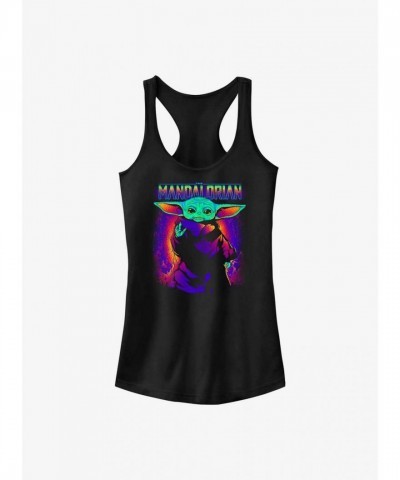 Mandalorian Inspired Neon Child Girls Cotton Tank Top - BLACK