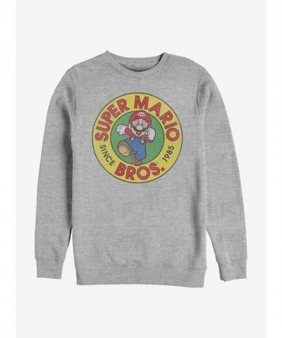 Super Mario Cool Running Unisex Crewneck Sweatshirt - Grey