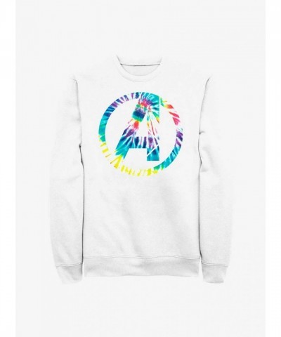 Marvel's Avengers Tie-Dye Logo Hoodie - White Men's Sweatshirt