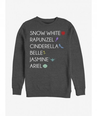 Disney Classic Crew Sweatshirt for Men - Grey Princess Design