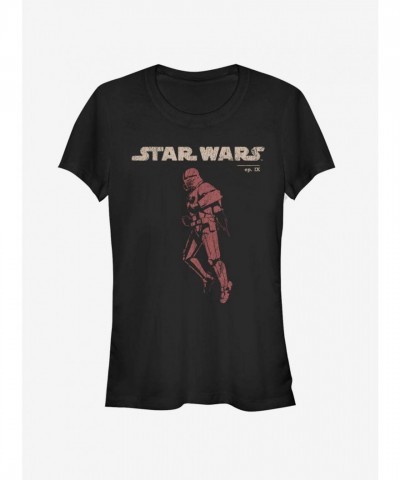 Star Wars Rise of Skywalker Red Trooper Girls Black T-Shirt - Lightweight Cotton