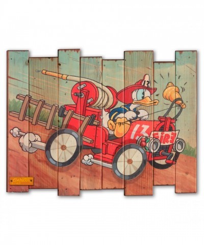Donald Duck Fire Chief Giclée Art on Wood by Trevor Carlton – Limited Edition