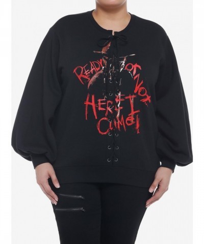 A Nightmare on Elm Street Lace-Up Plus Size Girls Sweatshirt