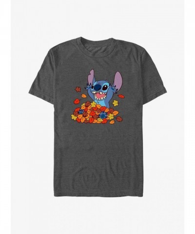 Disney Lilo & Stitch Leaf Pile Grey T-Shirt for Men
