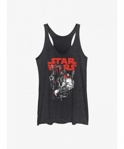 Star Wars Inspired Girls Tank Top - Boba Fett Pose in Black