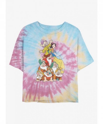 Disney Snow White Seven Dwarfs Cute Tie Dye Crop Tee for Girls - Multi