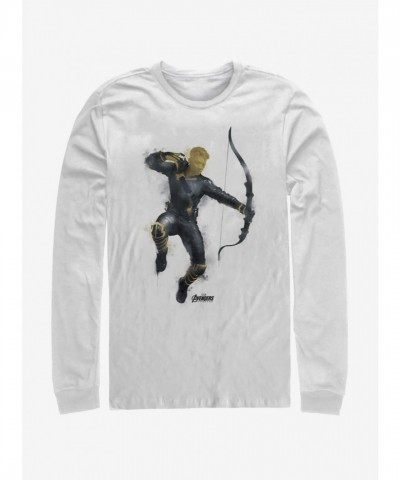 Marvel Hawkeye Avengers Endgame Long Sleeve T-Shirt - Men's White