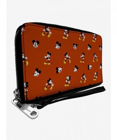 Disney Mickey Mouse Stylish Red Zip-Around Wallet with Multiple Compartments